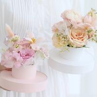 Emballage de Bouquet en plastique Transparent, boîte à fleurs cylindrique en PVC Transparent pour fleurs avec poignée de ruban