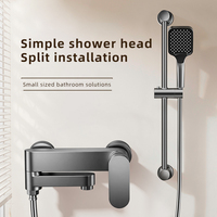 Ensemble de douche noir mat pour hôtel, 3 modes, pommeau de douche pluie, douchette à main, bec de baignoire, mitigeur chaud/froid, vente en gros usine