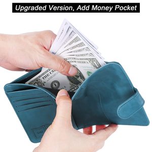 Porta Pasaportes de Cuero PU Personalizado de Fábrica con Ranura para AirTag, Funda Delgada para Pasaporte con Ranura para <span class=keywords><strong>2</strong></span> Tarjetas SIM y Ranura para Bolígrafo - Product Image 4