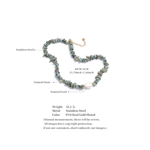 JINYOU 2518 Arrivals Popular Stainless Steel Handmade <strong>Jewellery</strong> for Women High Quality <strong>Green</strong> Natural Stone Pearl Chain Necklace - Product Image 6