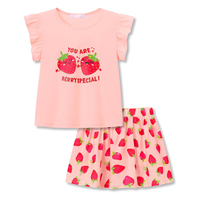 Ensemble jupe pour petites filles, ensemble 2 pièces avec haut à volants et jupe à imprimé floral, tenues pour le parc en plein air
