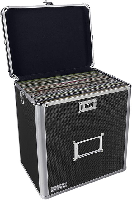 Black Professional Durable Aluminium DJ 12 Vinyl Record Display Storage Box Vinyl Record Storage Case Vinyl Records or LP Case