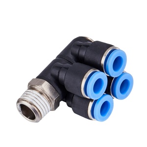 Conector Neumático de Doble Rama con Rosca Macho BSP de 1/4, 3/8, 1/2, 1/8 para Manguera de 04mm, 6mm, 8mm, 10mm, 12mm - Product Image 1