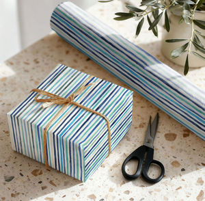 Rouleau de papier cadeau à rayures style nordique <span class=keywords><strong>aquarelle</strong></span> pour le Nouvel An et les mariages - Design tendance - Product Image 4