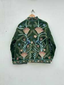 OEM Custom <b>Women</b> Floral Embroidery <b>Velvet</b> Suzani Jacket Elegant Mandarin Collar Long Sleeve Autumn Ladies <b>Coat</b> Outerwear - Product Image 6