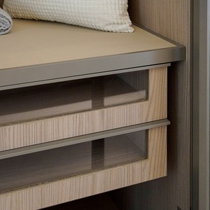 Walk-in Closet: Glass Door <strong>Wardrobe</strong> &amp; PET-Finish <strong>Wardrobe</strong> with Vanity Table &amp; <strong>Pop</strong>-<strong>Up</strong> Mirror, Custom Size for Master Suite - Product Image 4