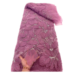 Ni. Ai Chất lượng cao đính cườm ren pháp Net ren chuỗi Bridal Tulle Ren Vải cho phụ nữ bên Dress - Product Image 3