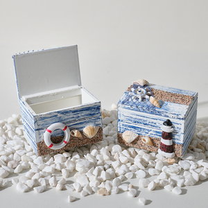 Ocean Breeze Under The Sea Petite boîte en bois Ornements décoratifs Style méditerranéen Boîte en bois de plage Décoration créative - Product Image 4