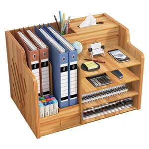 Organizador de Escritorio de Madera Multifuncional con Portapañuelos y Portaplumas, Estante de Almacenamiento de Escritorio de 4 Niveles para Oficina en Casa <span class=keywords><strong>WFH</strong></span> - Product Image 3