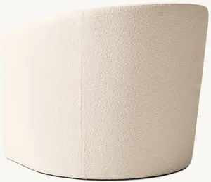 <span class=keywords><strong>Fauteuil</strong></span> d'appoint de salon rétro aux formes cinétiques, forme tonneau, entièrement rembourré, courbes douces, accoudoirs inclinés, siège flottant, base ouverte - Product Image 4