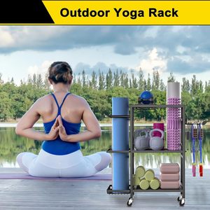 Multipurpose Portable <b>Storage</b> <b>Cart</b> 3 Tiers Black Rolling Rack For Bedroom Living Room Fitness Equipment Organization - Product Image 5