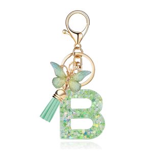 <span class=keywords><strong>Lettre</strong></span> initiale femme voiture <span class=keywords><strong>porte</strong></span>-clés résine métal gland papillon pendentif sac breloque A-Z 26 initiale <span class=keywords><strong>porte</strong></span>-clés pour sacs à main cadeaux - Product Image 2