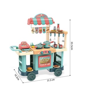 ITTL Plastic pretend play kitchen toys for gourmet food cart kids cooking play set toys