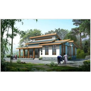 Villa préfabriquée en acier léger, style chinois, 2 étages, avec balcon et jardin, pour résidence rurale - Product Image 4