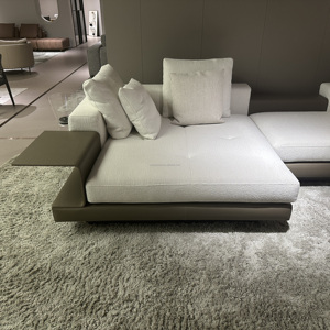 Conjunto de sofá de esquina en forma de L, sofá de gran tamaño de 8 plazas, Villa seccional Modular de tela de lino moderna minimalista de gama alta - Product Image 4