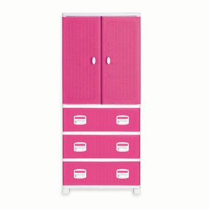Foldable Multifunctional <b>Storage</b> Box Plastic Stackable Container with Rattan Pattern Hanging <b>Clothes</b> and Drawer for Home Use - Product Image 1