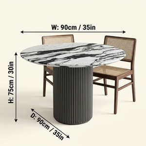 Elegante Mesa de Comedor Redonda de Mármol Estilo Francés, Mesa de Comedor Moderna Retro para el Hogar, Mesa con Superficie de Piedra para Cocina, Villa o Restaurante - Product Image 3