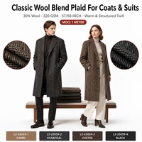 Tissu en tweed sergé bleu-noir, 30% laine, 70% polyester, texture claire, tissu tissé pour la confection de manteaux et de vestes pour hommes