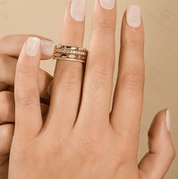 Gemnel Luxuriöser 18K Vergoldeter Mehrschichtiger Breiter Ring für Damen Eleganter 5A Zirkon Marquise-Blatt Stapelbarer CZ-Ring Schmuck