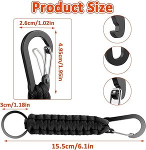 Robusto Portachiavi in Paracord con Moschettone, Clip in Alluminio Resistente, Cordino Intrecciato per Uomo e Donna, per Attività all'Aperto - Product Image 2