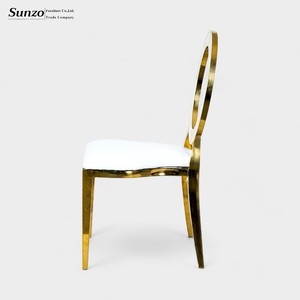 Chaises de Salle à Manger Moderne de Luxe à Dossier Rond en Acier Inoxydable Doré et Argenté pour Hôtels Mariages Événements Banquets Fêtes-Vente en Gros - Product Image 6
