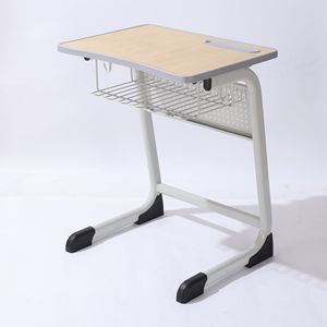 Bureau d'école Lin Ying pour étudiants, style moderne minimaliste, avec plateau en bois, étagère de rangement et hauteur réglable - Product Image 4