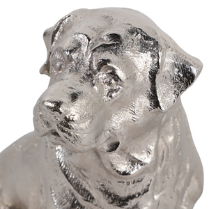 Statua di Cane in Alluminio per Decorazione Casa e Ufficio, Ornamento da Esposizione su Mensola, Finitura Argento - Product Image 6