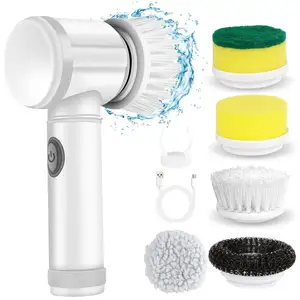 Cepillo de limpieza inalámbrico de mano recargable, depurador giratorio de limpieza eléctrica con 3 cabezales de cepillo para bañera, suelo, pared