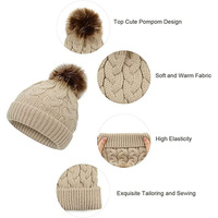 Bonnet tricoté à pompon en fausse fourrure pour enfant et Parent, bonnet pour maman et enfant