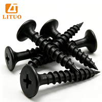 Vis à tête trompette pour cloisons sèches, filetage métrique M3.5x25mm, finition noire, résistante à la corrosion, attaque rapide