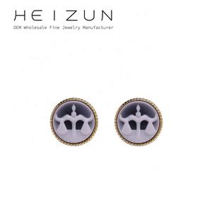 Heizun Factory 11mm rond 18K plaqué or S925 boucles d'oreilles zodiaque scorpion en argent fin 925 bijoux en argent Sterling pour cadeaux - Product Image 5