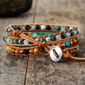 Natural Agate <b>Bracelet</b> Bohemian Style Handmade Jewelry Multi Layer Beaded Wrap <b>Bracelet</b> Gift for Women - Product Image 2