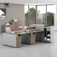 Bureau en bois pour 4 à 6 personnes, postes de travail en îlot, fournisseurs chinois de produits de bureau