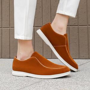 Mocasines de Ante de Oveja Transpirables con Punta Redonda para Hombre, Estilo Slip-on, Tallas Grandes, para Conducir y Ocio, Colección Otoño - Product Image 1