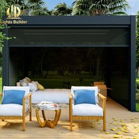 Pergola bioclimatique motorisée à toit rétractable, en aluminium imperméable, pour jardin extérieur