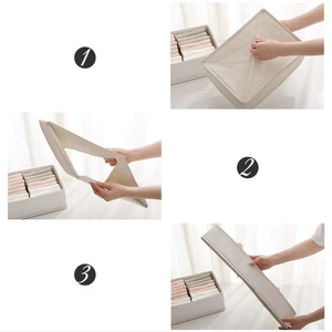 Boîte de rangement pliable pour chaussettes LX-005, rectangulaire, beige, sans couvercle, empilable, pour tiroir, armoire, organiseur de sous-vêtements - Product Image 4
