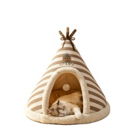 Lit pour animaux de compagnie en forme de tente tricotée, style yourte mongole, épaissi et chaud, pour chats, maison pour chat, lit pour chat d'automne, d'hiver et de Noël, nid pour animaux de compagnie