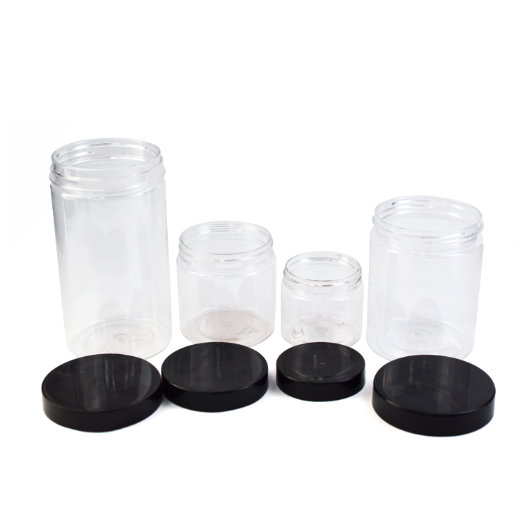 Low Moq 1000ml 500ml 300ml Stock PET Clear Plastic Flower Concentrate Jar Fresh Cream Plastic Jar With Lids