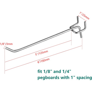 Stainless Steel <b>Chrome</b> Plated Peg Board Display Single Straight <b>Hook</b> Set for Shops with Customizable Options - Product Image 4