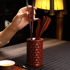 Juego de cucharas de té de palisandro, accesorios de té Kung Fu de madera maciza con forma de cilindro - Product Image 4