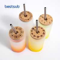 BestSub Vente en gros 18oz 550ml Blancs vierges pour sublimation : Verres à boisson, Gobelets, Tasses à bière, Tasses à cola, Tasses à vin, Tasses à café, avec effet dégradé, couvercle et paille