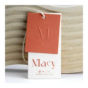 Luxury Thick Clothing Labels Customized 3D LOGO Hangtags for Garment Advertisement Size and Price Tags with Cotton Rope
