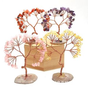 Handmade <b>Crystal</b> <b>Tree</b> Ornament Amethyst Rose Quartz Citrine Red Agate Miniature Desk Decoration Home Decor Gift - Product Image 1