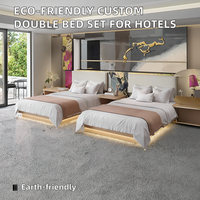 Ensemble de lit double en panneaux de bois écologiques sur mesure pour hôtels, chambres d'hôtes, design moderne, chambres d'hôtes standard, marque Gefan, 1 an