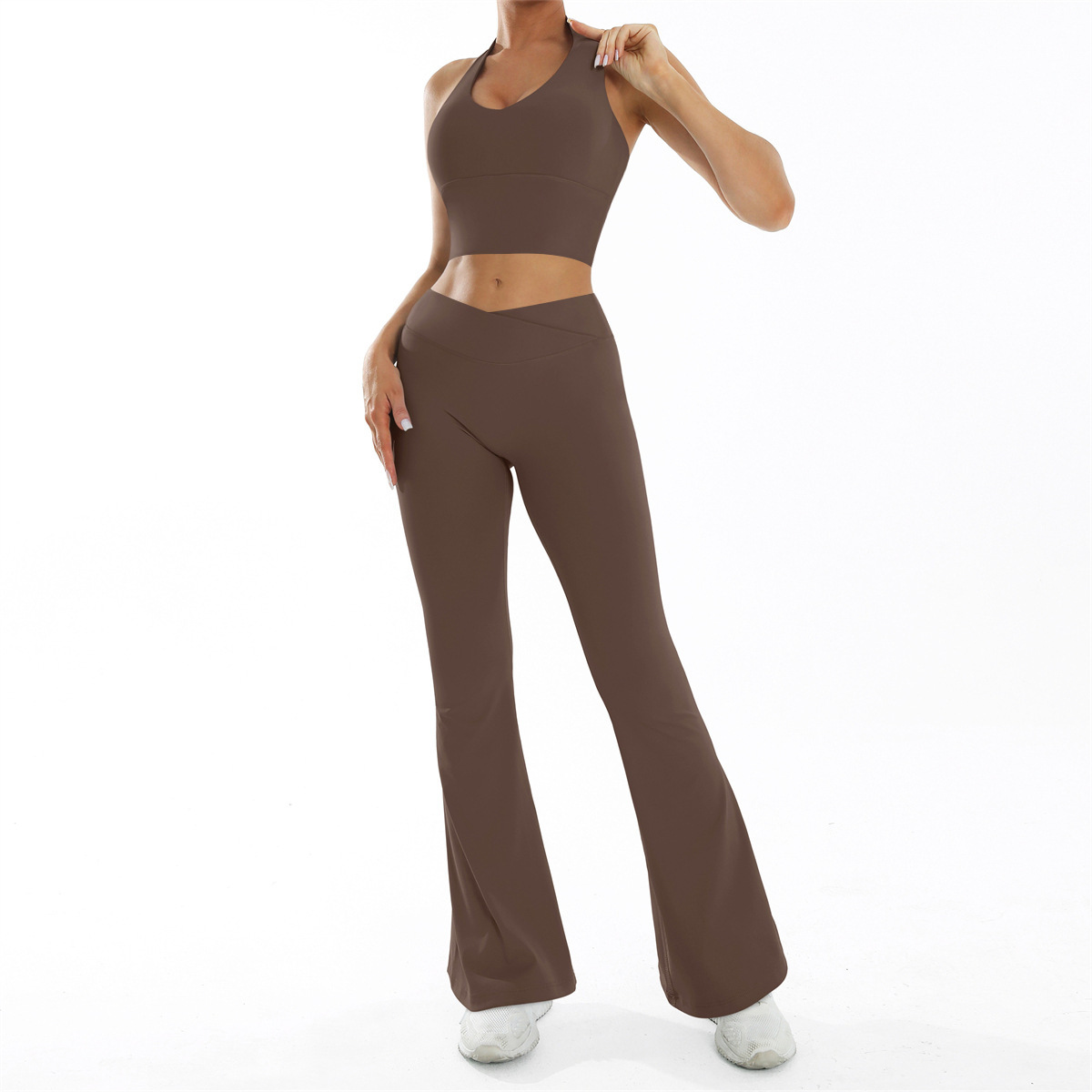 Cross-Border Nude-Feel Tight-Fitting Beautiful-Back Yoga Set High-Elastic High-Waisted Sleeveless Fitness Wear Sports