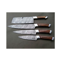 Ensemble de couteaux de chef professionnels écologiques à vendre, fabriqués à la main, avec logo personnalisé, manche en bois, acier Damas.