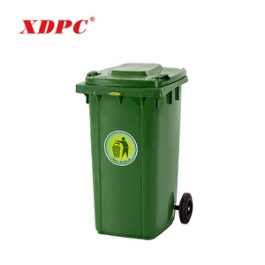 Cubo de basura para exteriores, cubo de basura de plástico con ruedas, color verde, 180l