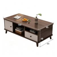 Table basse de salon en MDF, fabrication économique, OEM ODM, faible MOQ, couleur bois clair, avec tiroir, table centrale moderne, table basse de style contemporain