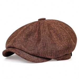 <b>Mens</b> 8 Panel Wool Blend Newsboy <b>Flat</b> <b>Cap</b> Herringbone <b>Tweed</b> Hat Classic Vintage Cotton Ivy Cabbie Gatsby Driving Hats Beret <b>Cap</b> - Product Image 1