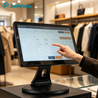 Terminal de point de vente pliable commercial, écran 15,6 pouces, machine de point de vente Windows avec support réglable, fabricant OEM ODM